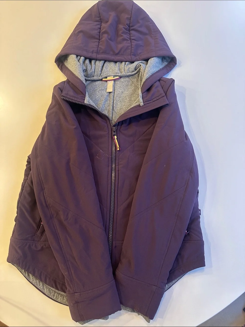 Athleta Girls Purple Hooded Zip Sweatshirt with Gray LiningGirls size 8-10